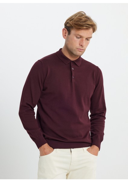 Polo Yaka Standart Bordo Erkek Kazak ACE492510014_TRIKO Polo Yaka modelleri