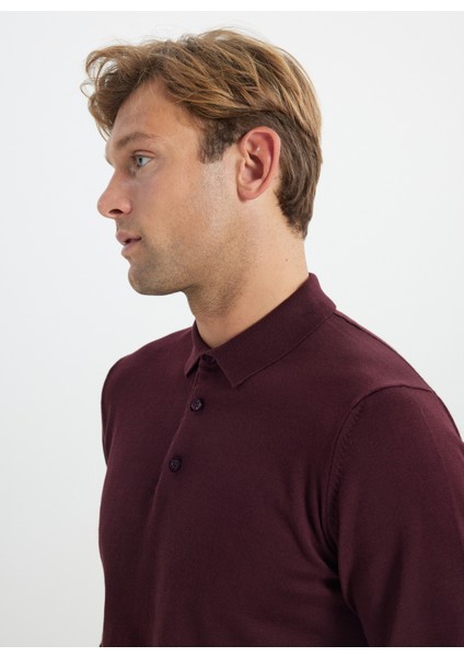 Polo Yaka Standart Bordo Erkek Kazak ACE492510014_TRIKO Polo Yaka indirimleri