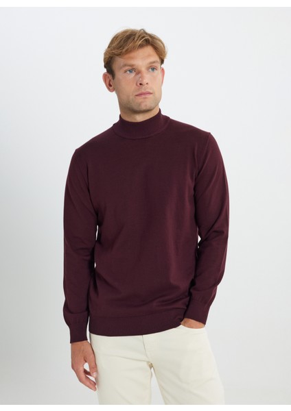 Yarım Balıkçı Yaka Standart Bordo Erkek Kazak ACE492510017_TRIKO Yarım Balıkcı Ya