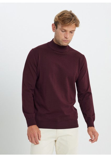 Yarım Balıkçı Yaka Standart Bordo Erkek Kazak ACE492510017_TRIKO Yarım Balıkcı Ya modelleri