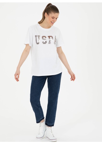 Bisiklet Yaka Beyaz Kadın T-Shirt SEANIY24 fırsatları
