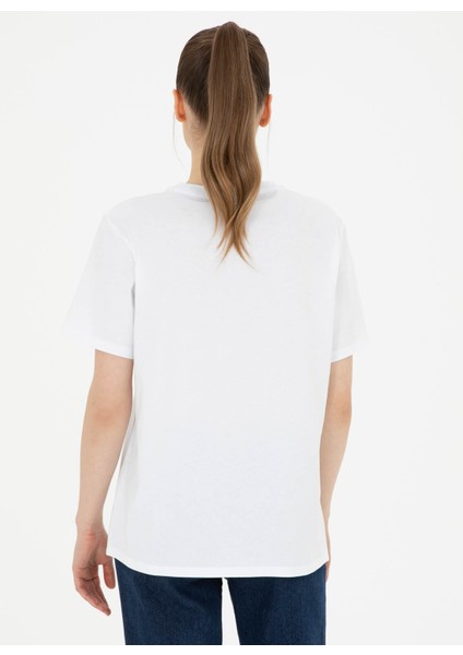Bisiklet Yaka Beyaz Kadın T-Shirt SEANIY24 indirimleri