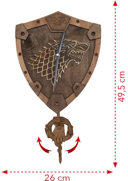 Game Of Thrones Winter Is Coming Stark Iı Sallanır Sarkaçlı Duvar Saati