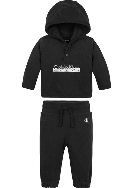 Calvin Klein Siyah Unisex Eşofman Takımı Metallıc Hero Logo Hoodıe Set