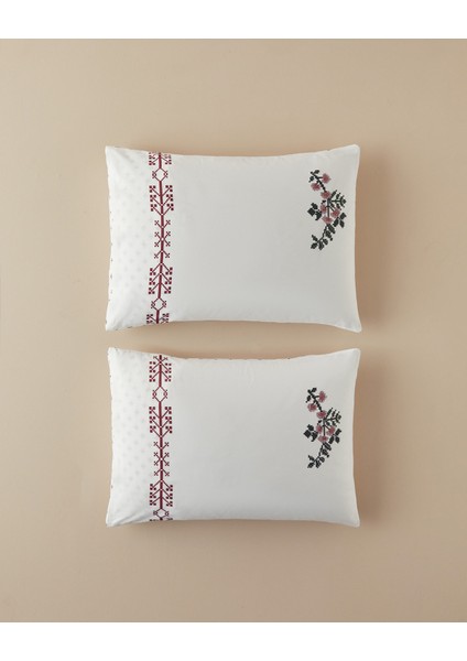 Etamine Flower Pamuklu 2'li Yastık Kılıfı Pembe
