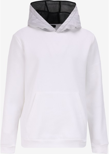Kapüşon Yaka Düz Kırık Beyaz Erkek Sweatshırt F4WM-SWT 2243