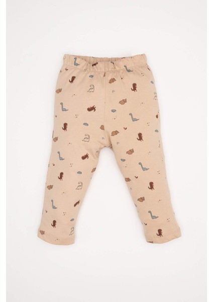 Erkek Bebek Pijama Takımı Dinazor Desenli Uzun Kollu Penye Üst Beli Lastikli Uzun Alt D6811A5NS