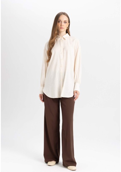 Wide Leg Geniş Paça Esnek Belli Bağcıklı Basic Düz Pantolon C5628AX24AU