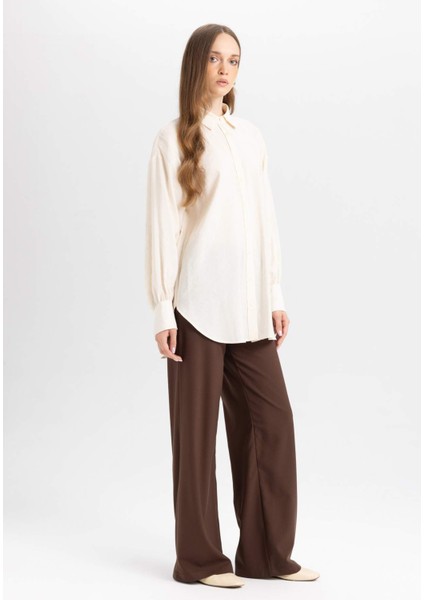 Wide Leg Geniş Paça Esnek Belli Bağcıklı Basic Düz Pantolon C5628AX24AU