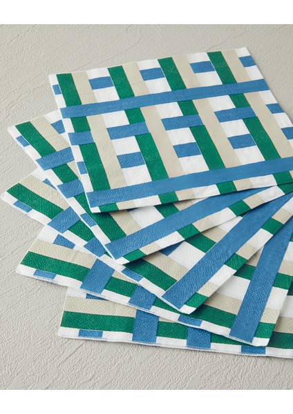 Retro Plaid Kağıt 20'li Kağıt Peçete Yeşil fiyatları