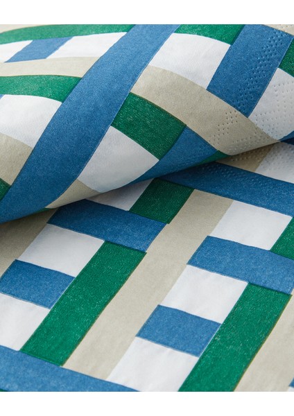 Retro Plaid Kağıt 20'li Kağıt Peçete Yeşil modelleri