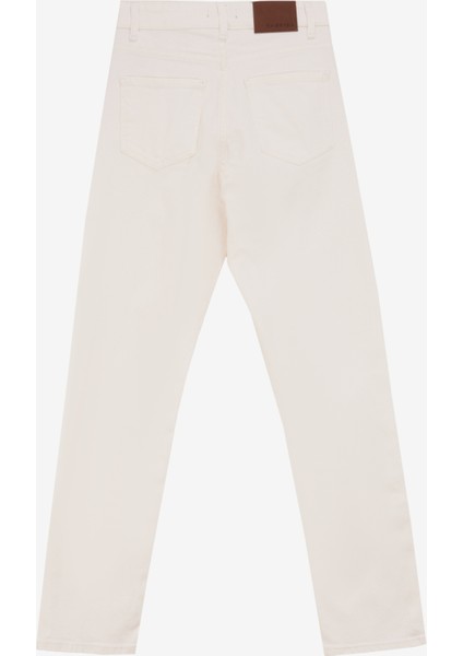 Yüksek Bel Normal Paça Slim Straight Kırık Beyaz Kadın Denim Pantolon F4WL-PNT0986 fiyatları