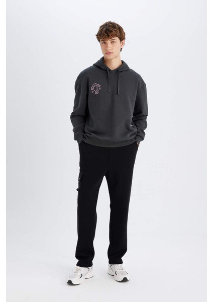 Keith Haring Boxy Fit Kapüşonlu Sırt Baskılı Sweatshirt C6520AX24AU