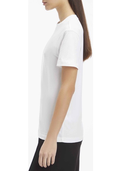 Yuvarlak Yaka Baskılı Beyaz Kadın T-Shirt Nano Logo Regular T-Shırt fiyatları