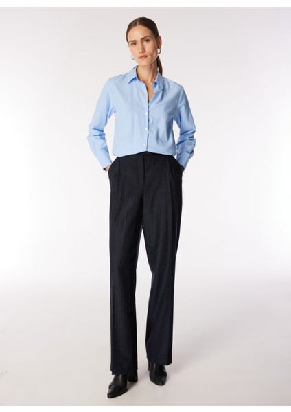 Yüksek Bel Bol Kesim Lacivert Kadın Pantolon FC4WL-PNT0205