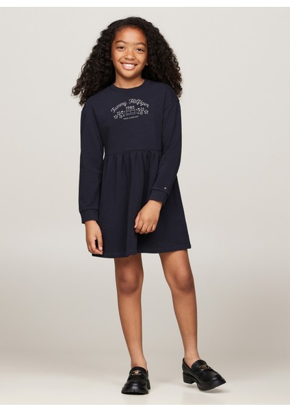 Baskılı Lacivert Kadın Diz Üstü Elbise KG0KG08024DW5