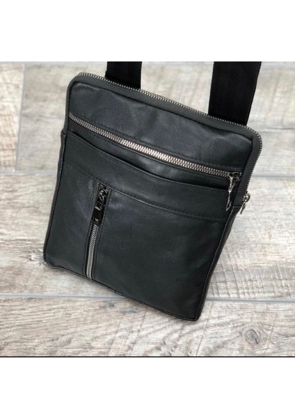 Deri Erkek Siyah Crossbody Çanta