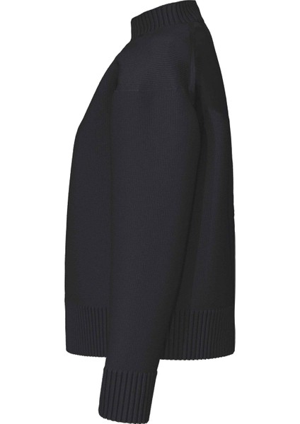 Balıkçı Yaka Standart Nakışlı Siyah Kazak Kadın Ck Embro Badge Sweater fiyatları