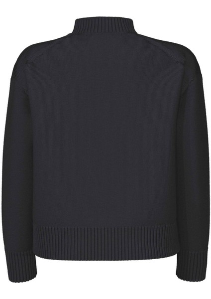 Balıkçı Yaka Standart Nakışlı Siyah Kazak Kadın Ck Embro Badge Sweater modelleri