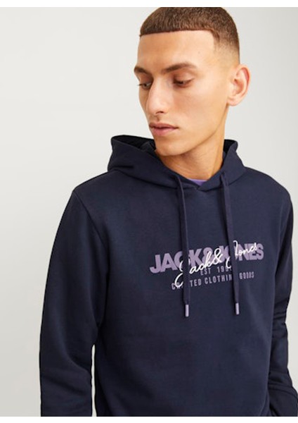 Kapüşon Yaka Lacivert Erkek Sweatshırt Jjalvıs Sweat Hood