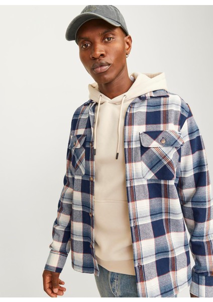 Slim Fit Lacivert Erkek Gömlek 12261170_JJDARREN Flannel Overshırt fiyatları