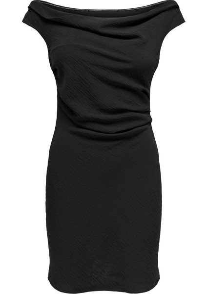 Düz Siyah Standart Kadın Elbise Onlmette Offsholder Dress Wvn