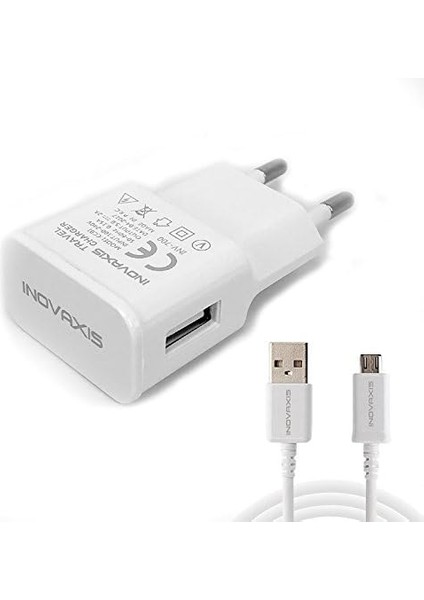 Şarj Cihazı + Micro USB Data Kablosu - Beyaz