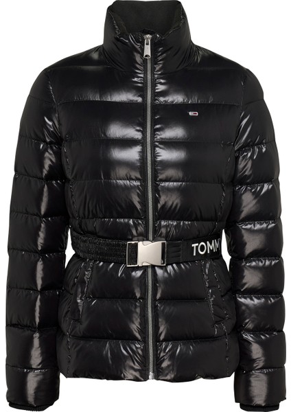 Siyah Kadın Şişme Mont Tjw Branded Belt Down Jacket