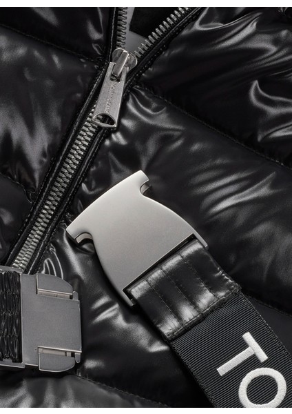Siyah Kadın Şişme Mont Tjw Branded Belt Down Jacket modelleri