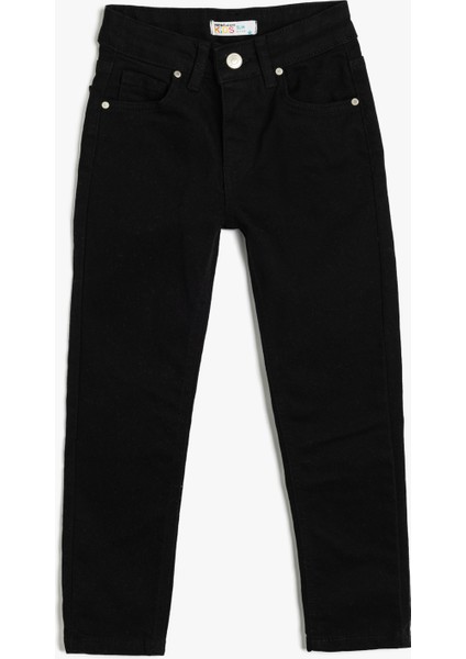 Normal Bel Siyah Erkek Denim Pantolon 5WKB40025TD