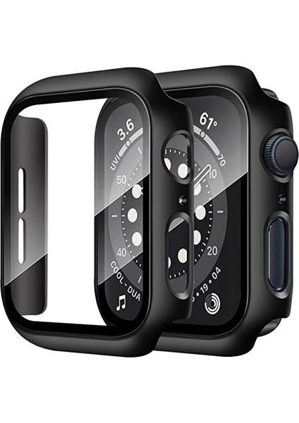 Watch 1/2/3/4/5/6/ Seri 44 mm Ekran Koruyucu ve Kılıf Bir Arada Tam Koruma (Siyah)