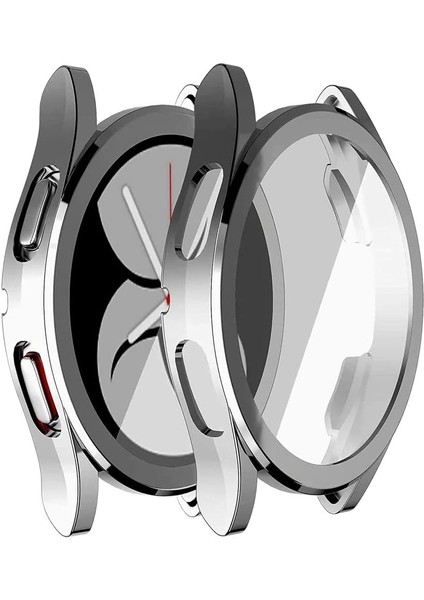 Samsung Watch 4 44MM Akıllı Saat Modeli Için Uyumlu Tam Koruma Sağlayan Darbelere ve Çizilmelere Karşı Dayanıklı Ekran Koruyucu Tasarımlı Soft Yumuşak Silikon Kılıf (Gümüş)