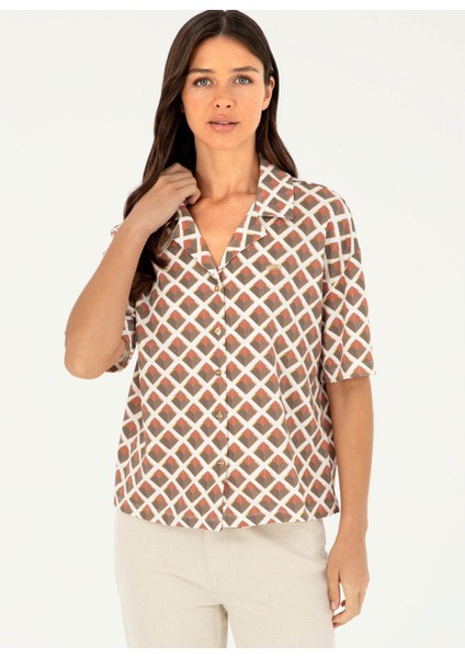 Regular Fit Klasik Yaka Haki Kadın Gömlek Prıce