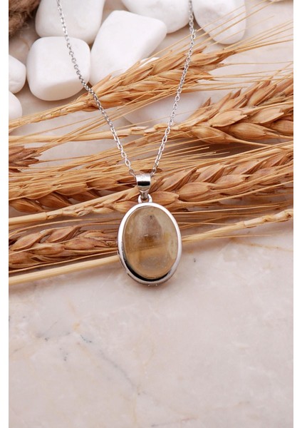 Rodyumlu Gümüş Akik Taşlı Kolye, Çok Renkli, 925 Ayar, Şık ve Doğal Taş Detaylı modelleri