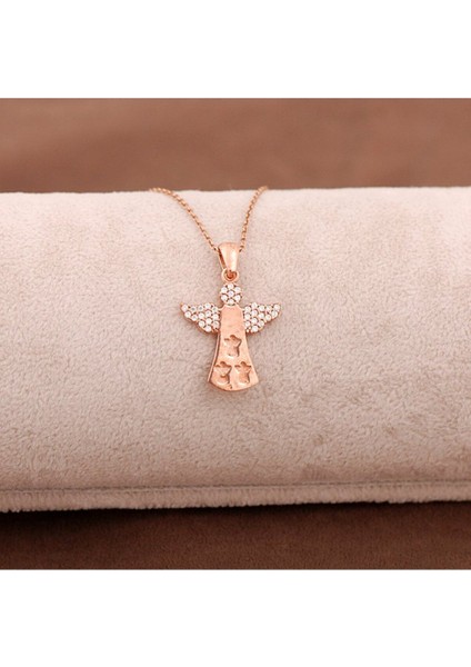 Pembe doğal taşlı zarif gümüş kolye, günlük ve özel anlar için şık tasarım