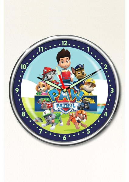 Premium Gece Parlayan Paw Patrol Çocuk Odası Duvar Saati