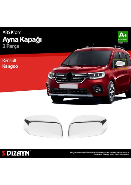 S-Dizayn Renault Kangoo 3 Abs Krom Ayna Kapağı 2 Prç 2021 Üzeri