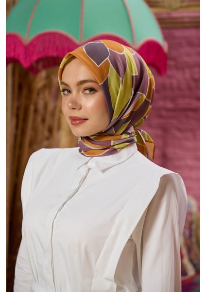 Marrakech Koleksiyon Soft Eşarp Turuncu Koyu Lila 1198-06