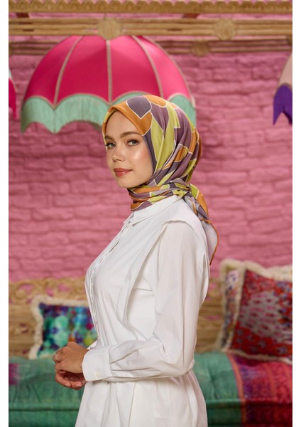 Marrakech Koleksiyon Soft Eşarp Turuncu Koyu Lila 1198-06