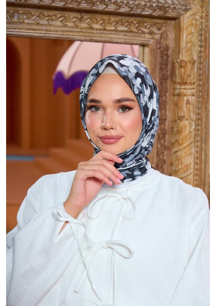 Marrakech Koleksiyon Soft Eşarp Siyah Gri 1200-15