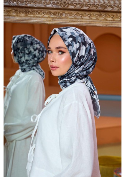 Marrakech Koleksiyon Soft Eşarp Siyah Gri 1200-15