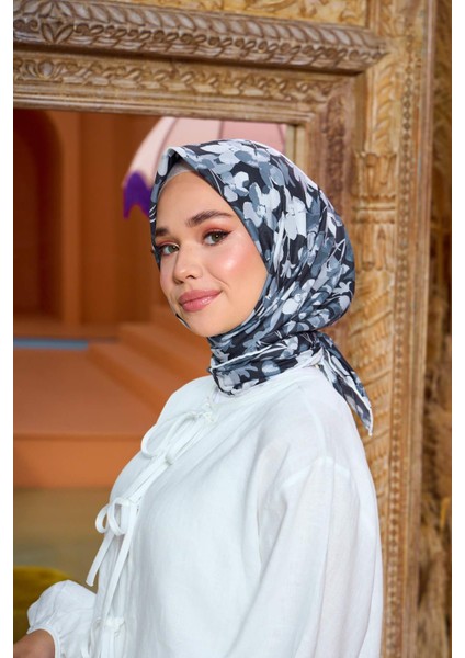 Marrakech Koleksiyon Soft Eşarp Siyah Gri 1200-15