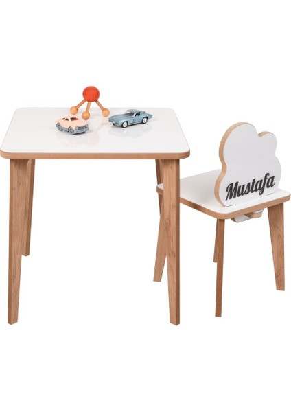 Isme Özel Çocuk Masa ve 1 Sandalye Takımı Aktivite Masası Çocuk Mobilyası Çalışma Masası Sandalyesi