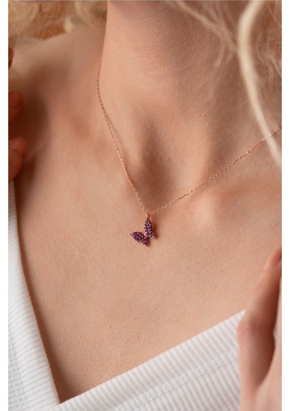 925 ayar gümüş, pembe taşlı zarif kelebek takı, şık ve özel tasarım. indirimleri