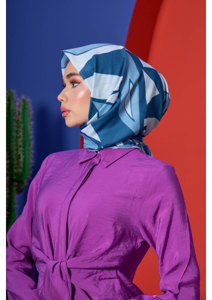 Marrakech Koleksiyon Soft Eşarp Kraliyet Mavi Eflatun 1207-08 modelleri