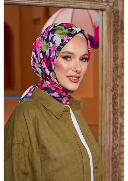 Marrakech Koleksiyon Soft Eşarp Siyah Gri 1200-15
