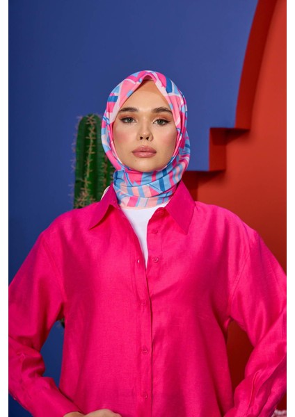 Marrakech Koleksiyon Soft Eşarp Kiraz Pembe Keten 1208-04