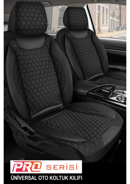 Aston Martin Db9 Uyumlu Tam Set Pro Lüks Oto Koltuk Kılıfı Deri ve Kabartmalı Siyah Kumaş