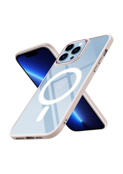 iPhone 12 Pro Kılıf Wireless Şarj Özellikli Krom Magsafe Silikon Kapak