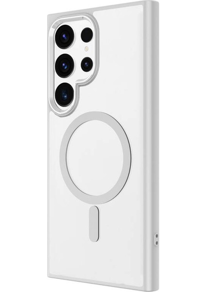 Samsung Galaxy S24 Ultra Kılıf Wireless Şarj Özellikli Krom Magsafe Silikon Kapak